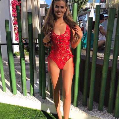 New Arrival Lace Perspective Strap V-Neck Bikini 6-Color Swimwear