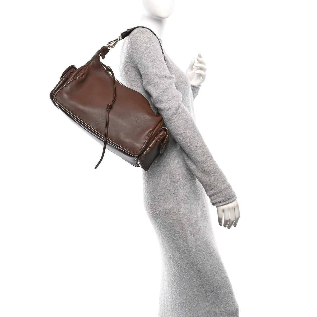 Grained Calfskin Nahir Shoulder Bag Nut
