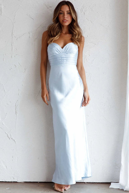 Azara Pintuck Bodice Maxi Dress Steel Blue