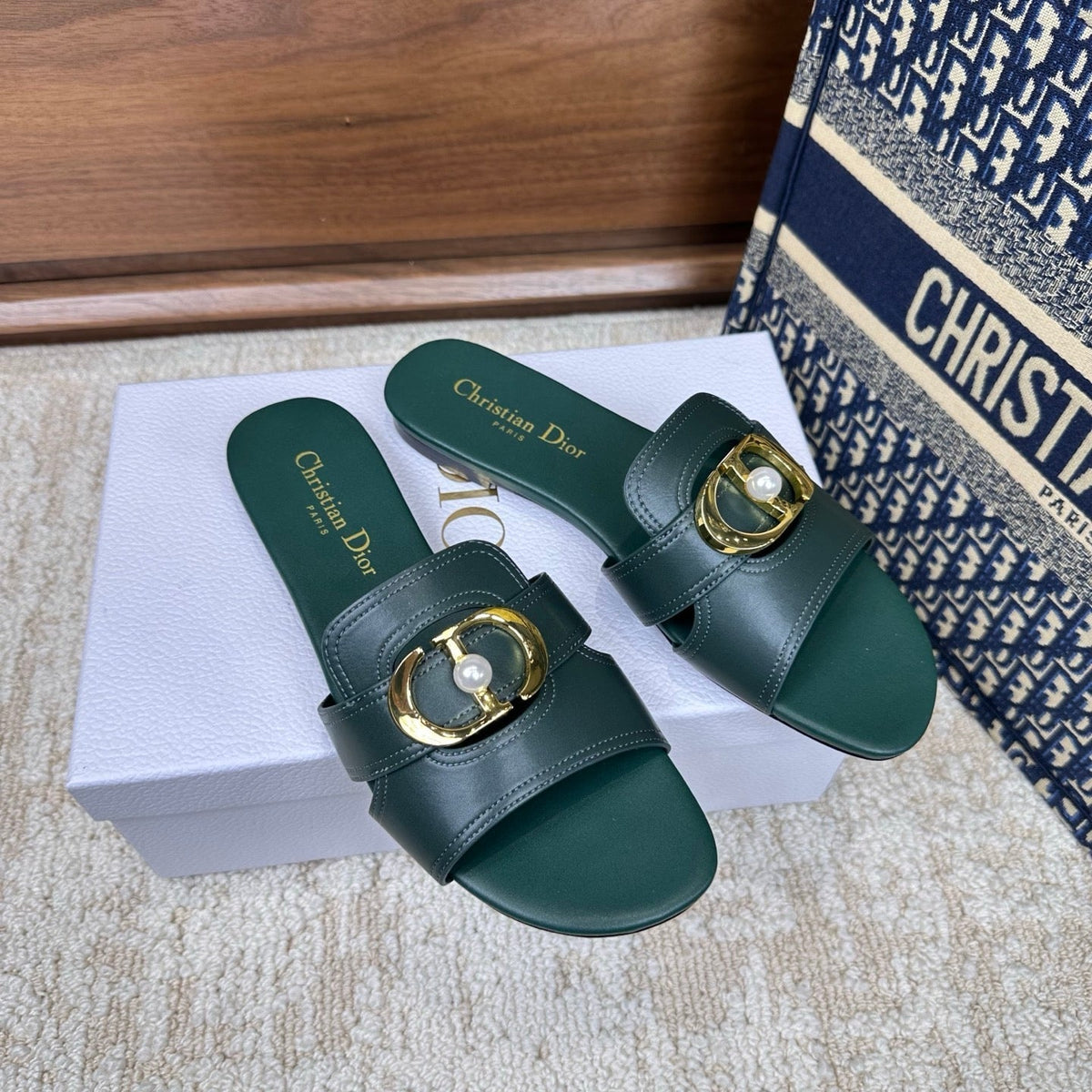 CD Montaigne Sandals Turquoise in Calfskin 598170