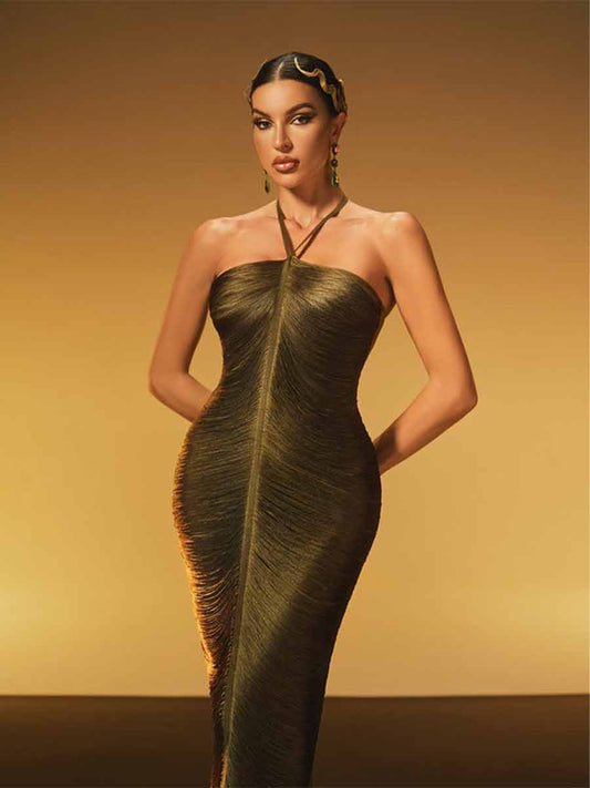 Harper Halterneck Fringe Maxi Dress