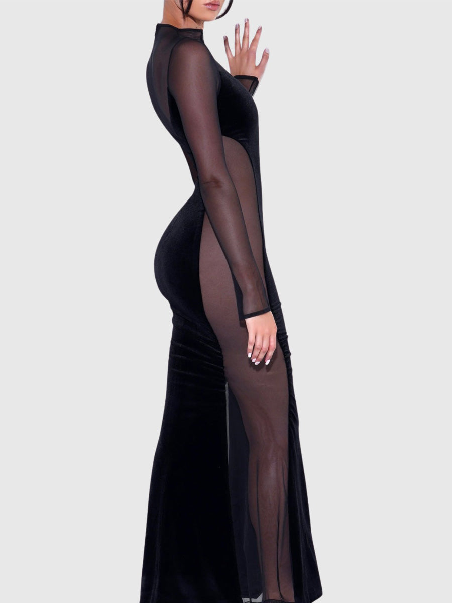 Eleonora Velvet Mesh Maxi Dress