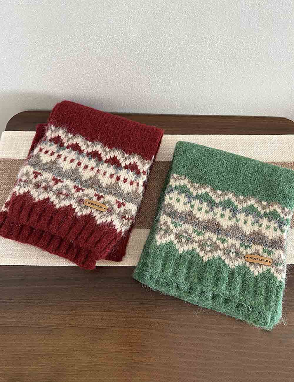 Winter Thicken Warm Fair Isle Knit Scarf