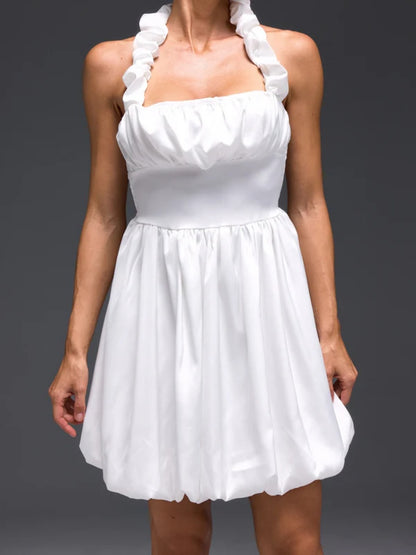 Aurora Ruffled Halter-Neck Bubble Mini Dress