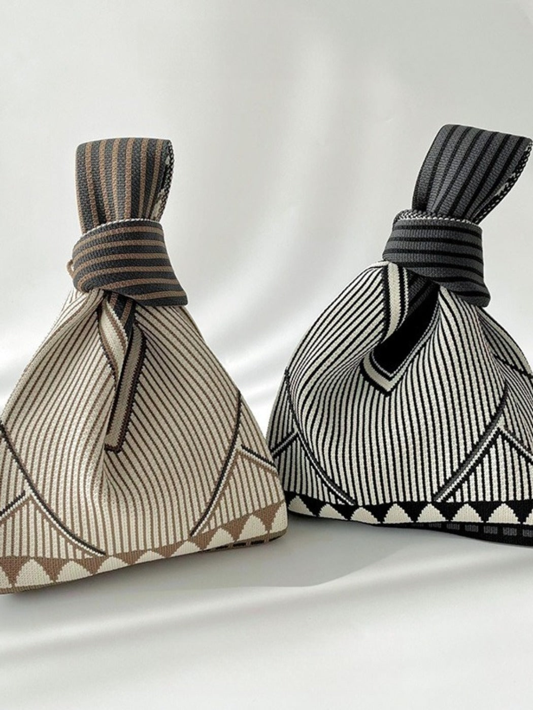 Cosbai - Classic Minimalist Striped Knit Handbag