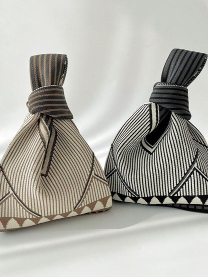 Cosbai - Classic Minimalist Striped Knit Handbag