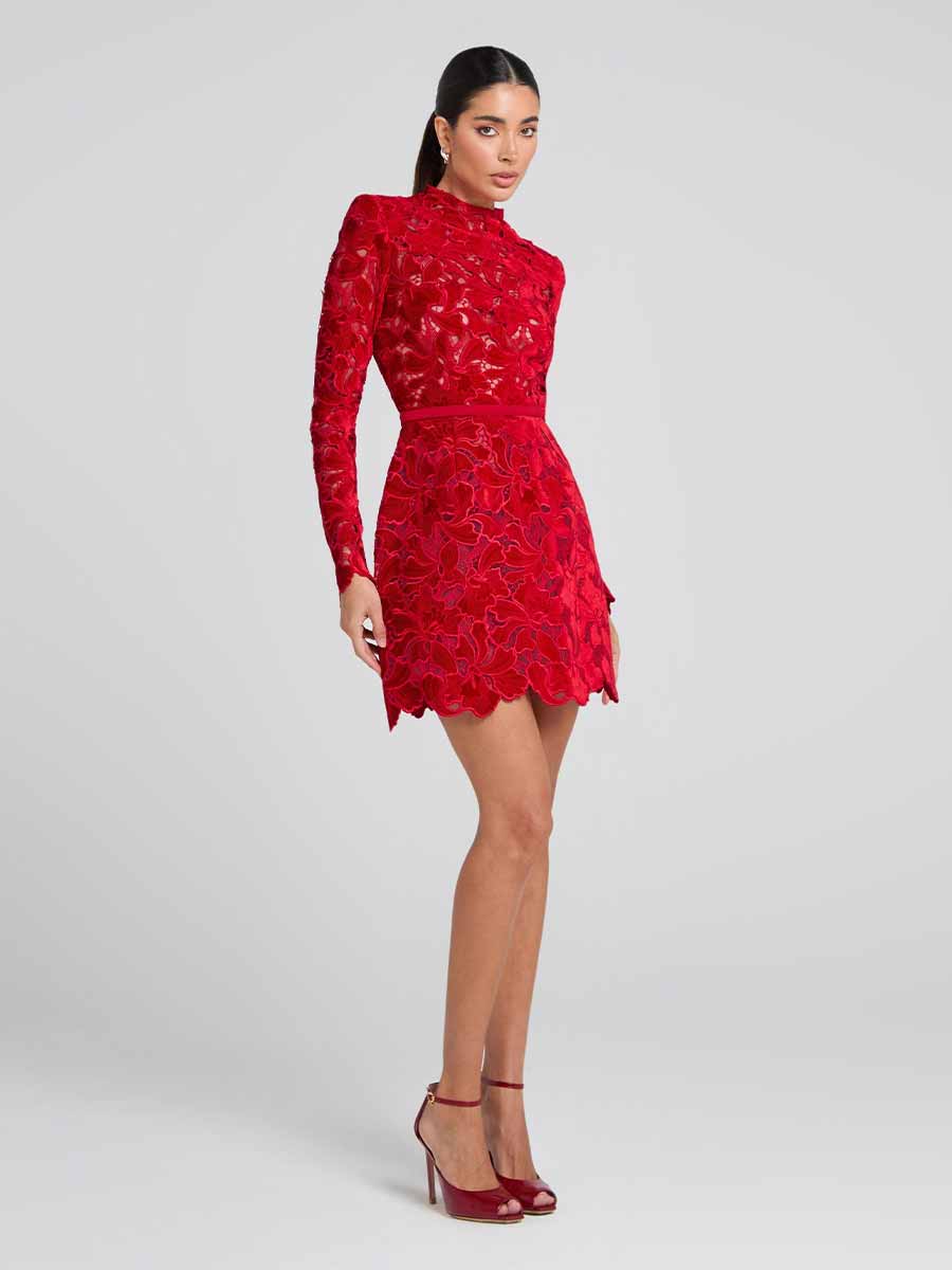 Delaney Long Sleeved Lace Mini Dress