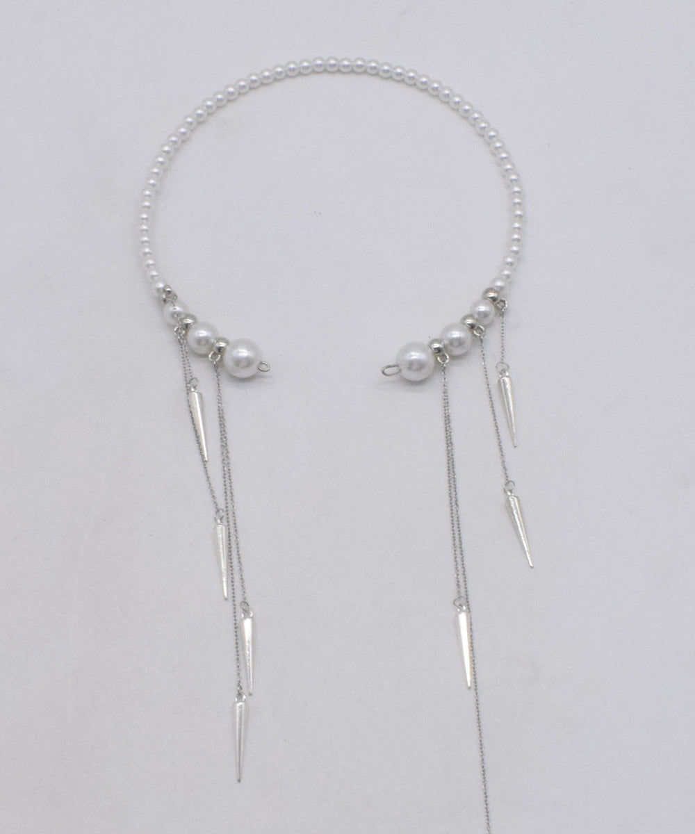 Beautiful White Copper Pearl Beading Tassel Pendant Necklace