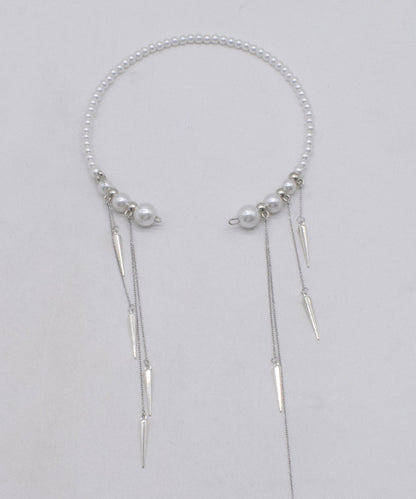 Beautiful White Copper Pearl Beading Tassel Pendant Necklace