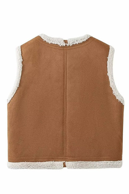 New fur-integrated lamb wool fashionable and versatile vest