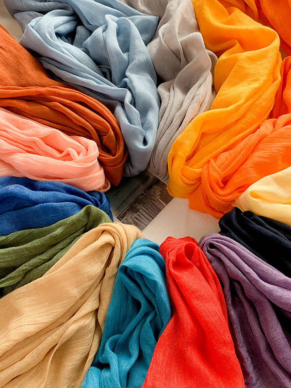 Casual Simple Ramie Cotton 14 Colors Scarf
