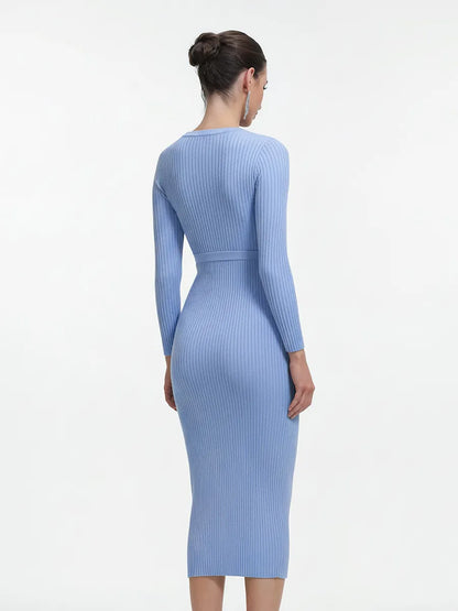 Esperanza Long Sleeve Cutout Knit Maxi Dress