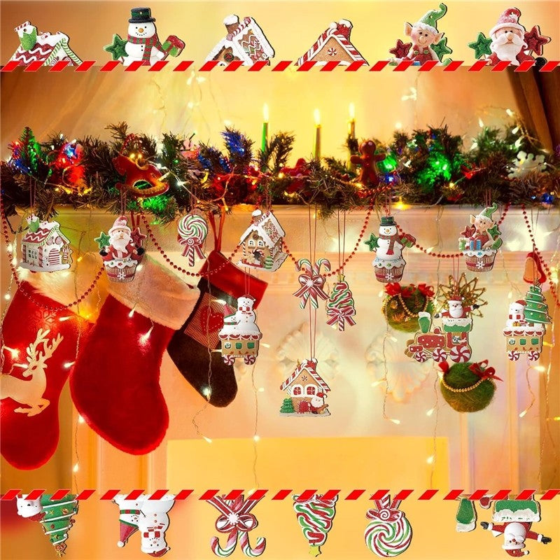 12 Wooden Christmas Ornaments
