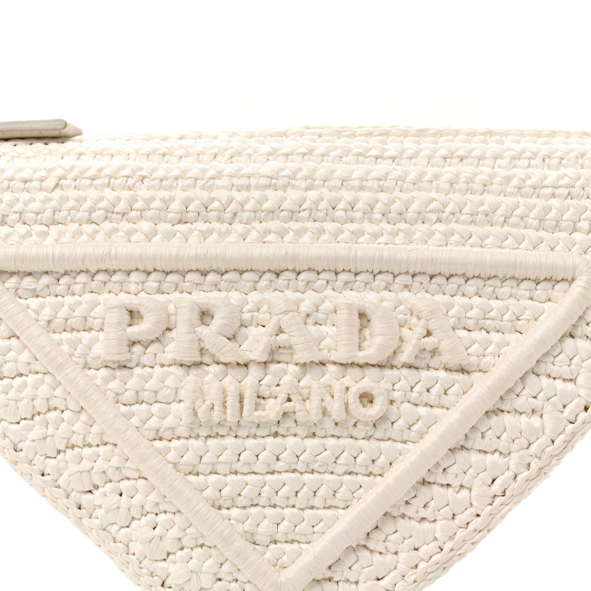 Yarn Raffia Effect Crochet Triangle Shoulder Bag White