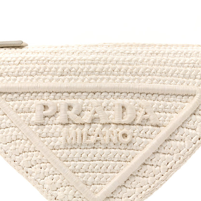 Yarn Raffia Effect Crochet Triangle Shoulder Bag White