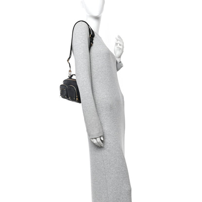 Calfskin Monogram Embossed Utility Crossbody Black