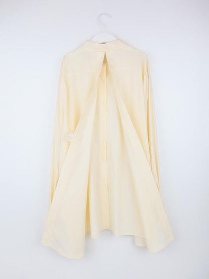 Long Sleeves Loose Buttoned Hollow Pleated Solid Color Split-Joint Lapel Blouses&Shirts Tops