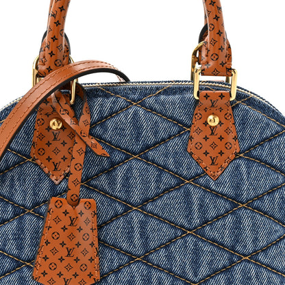 Denim Calfskin Reverse Monogram Malletage Alma BB Blue