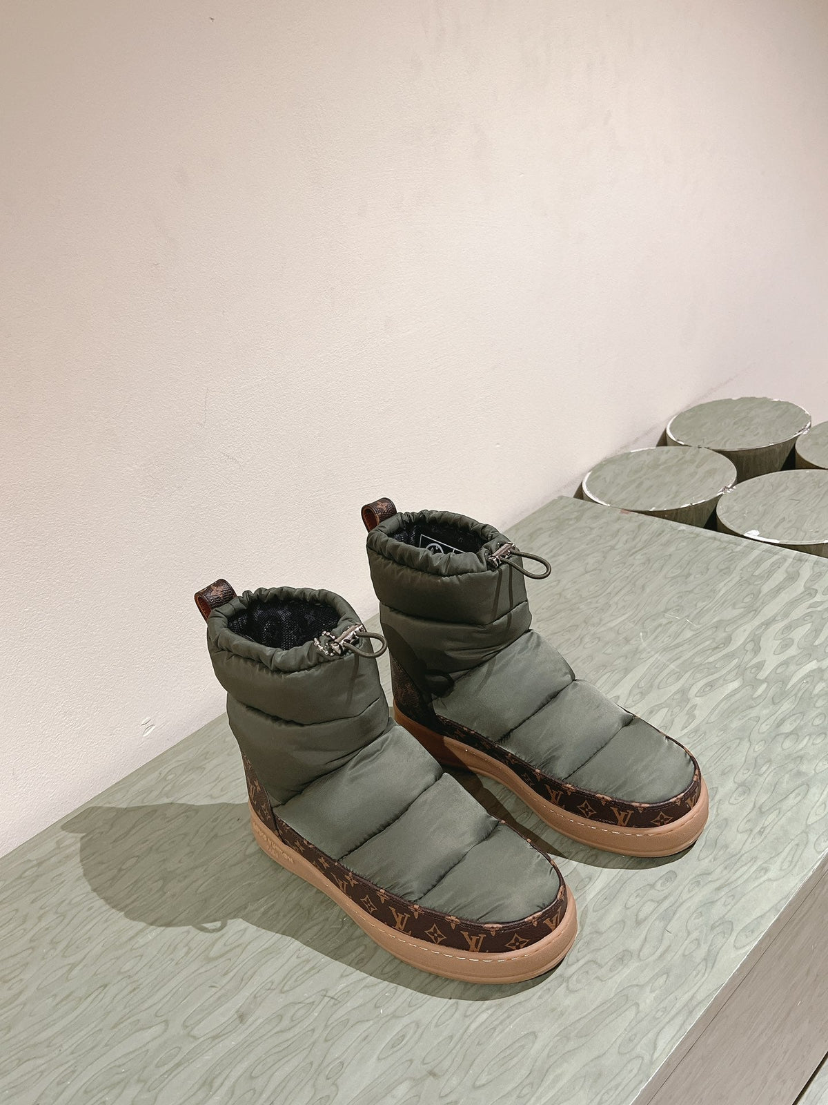 LV Cloud Ankle Boot Sneaker Olive Green Nylon Monogram Canvas