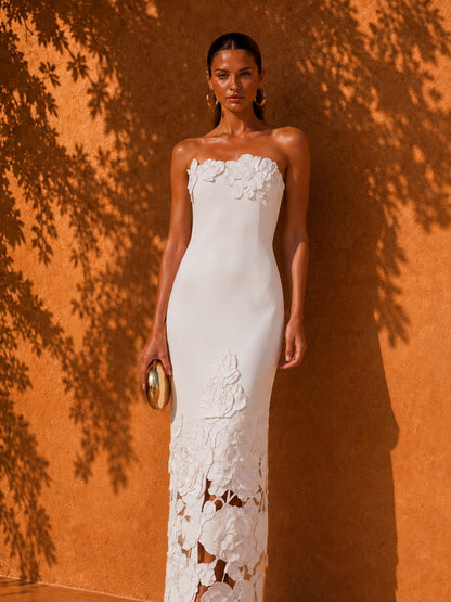Genesis Cutout Appliqué Strapless Maxi Dress