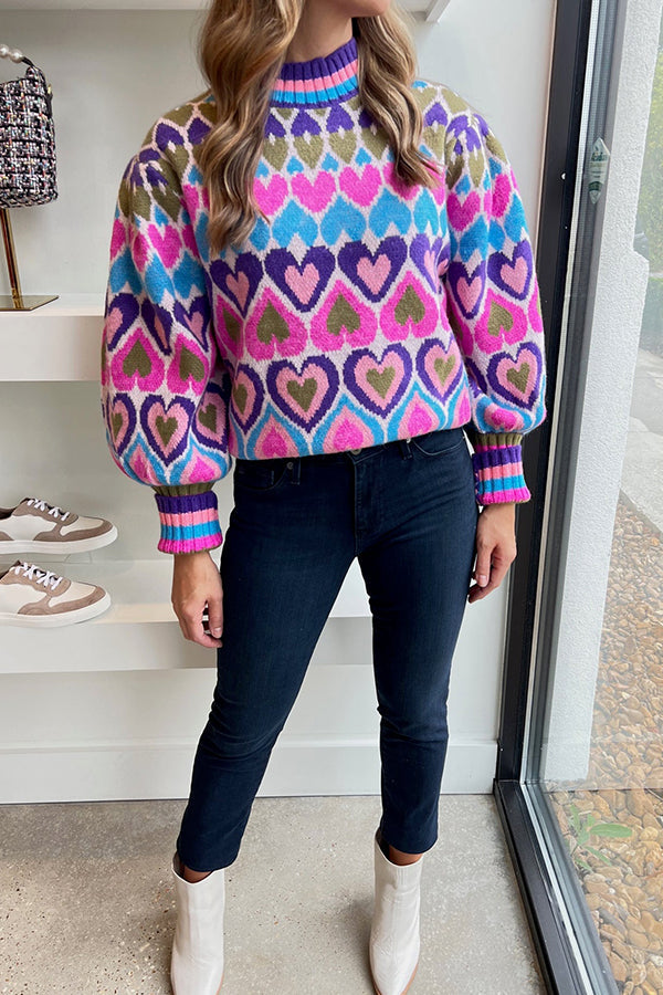 BLUE\/PINK HEART SWEATER