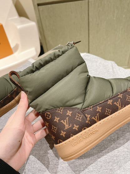 LV Cloud Ankle Boot Sneaker Olive Green Nylon Monogram Canvas