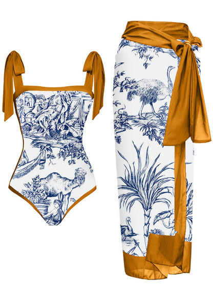 Natalie Chiffon Printed Swimsuit Set