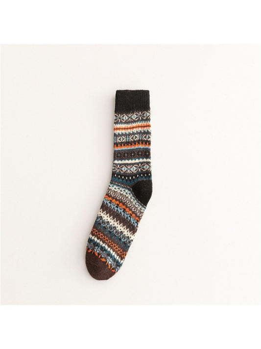 Rufia - Knitted Mid-calf Winter Socks with British Style