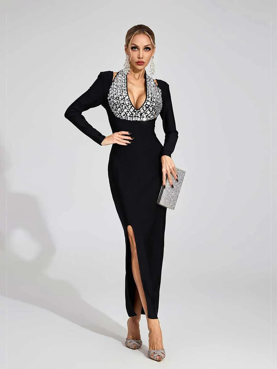 Aria Diamond Halter Maxi Dress