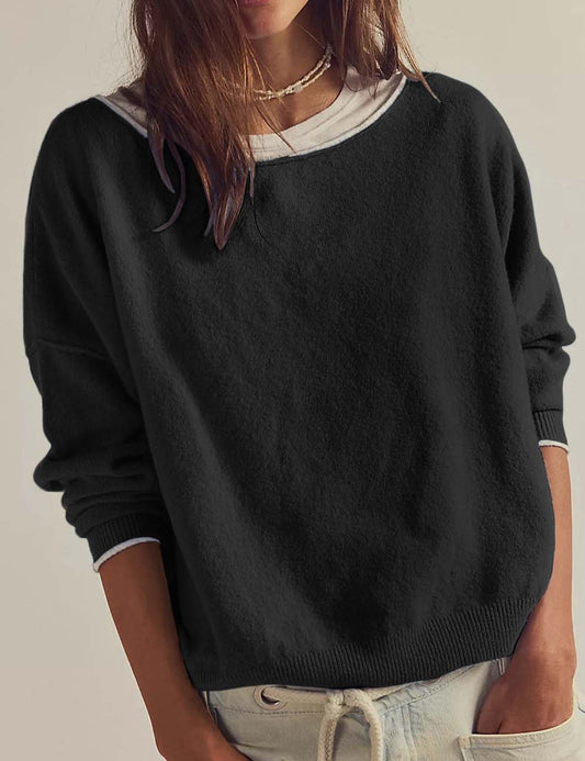 Trendy Crew Neck Long Sleeve Sweater