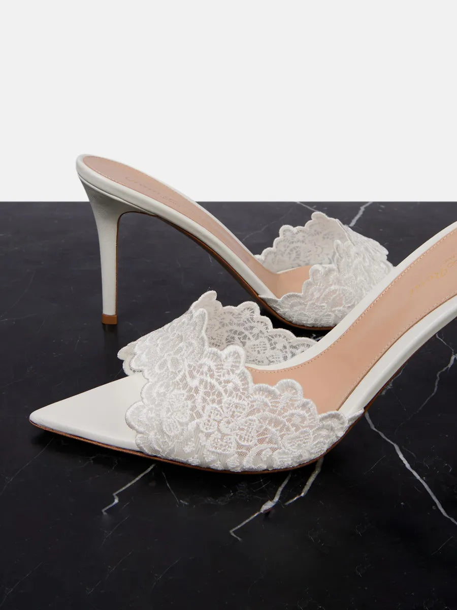 Pandora Lace High-Heel Slides