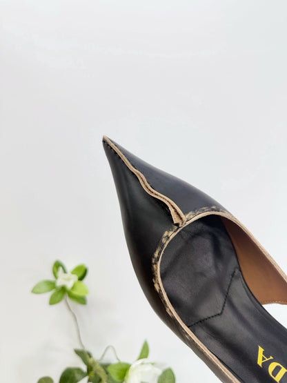 PRA 26SS Slingback 55 Black Beige Cowhide 592411
