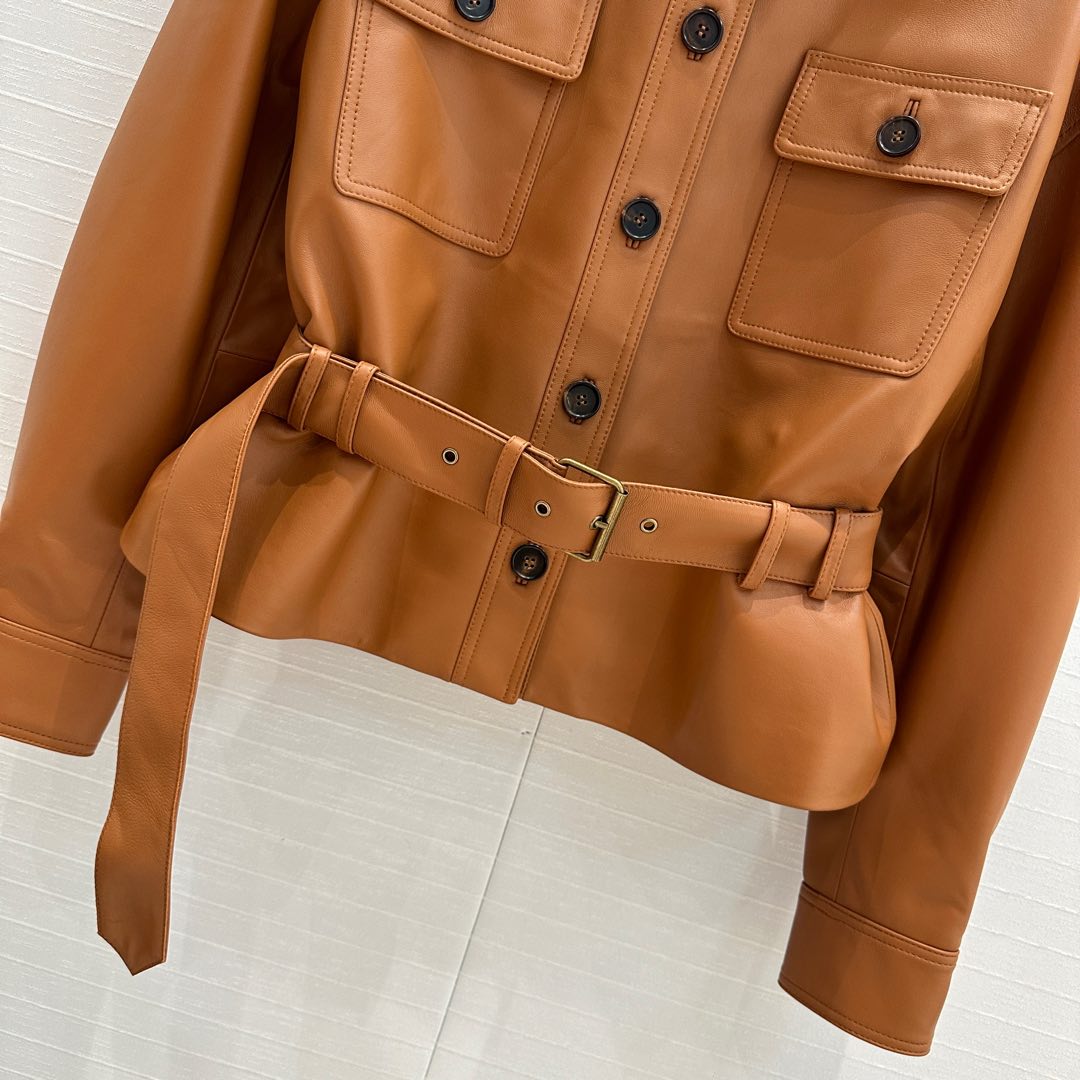 YSL Waistcoat Jacket Caramel Brown Sheepskin