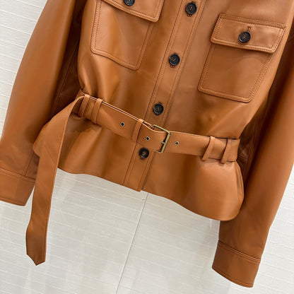 YSL Waistcoat Jacket Caramel Brown Sheepskin