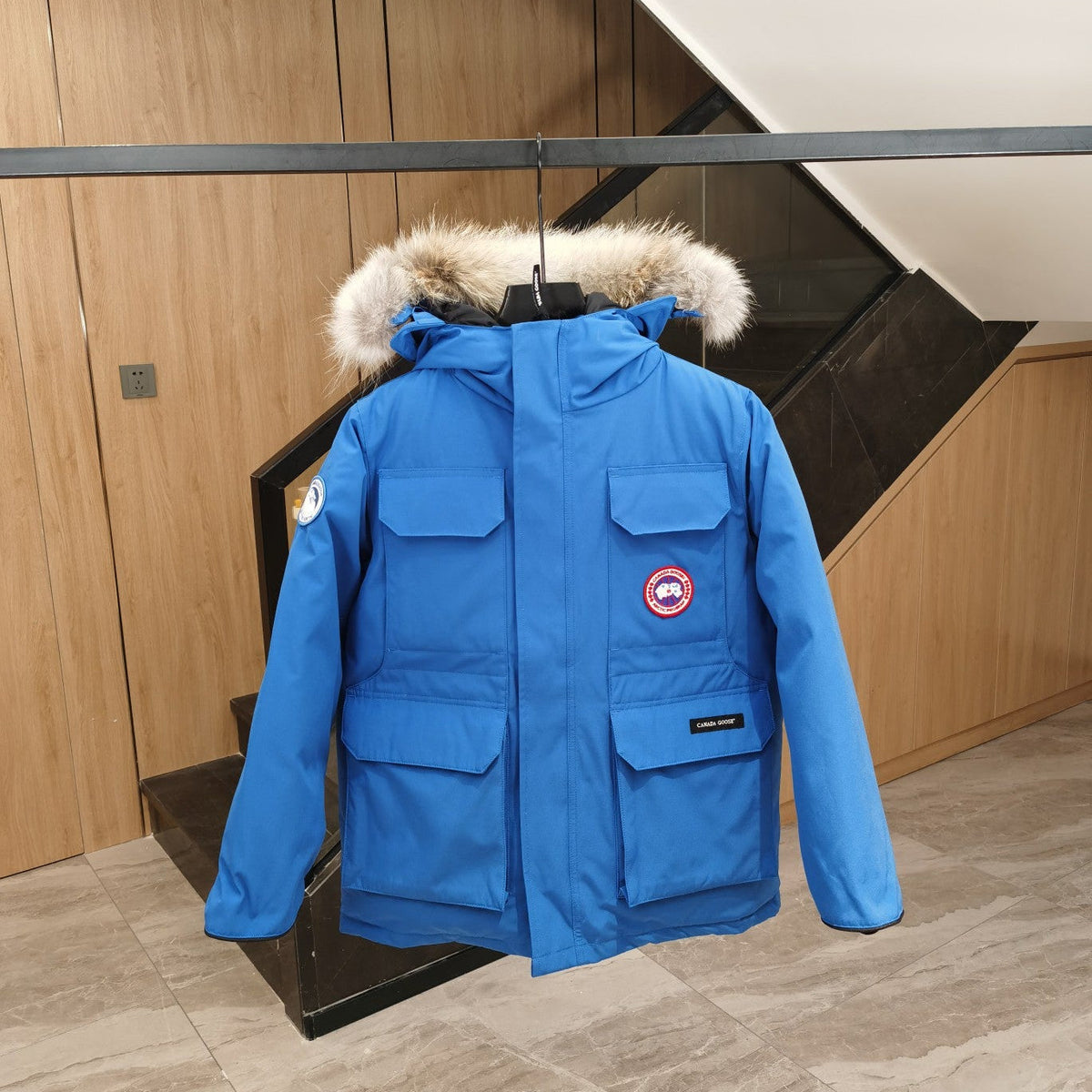Canada Goose Children Parka Jacket Blue Fox Fur Polyester Cotton