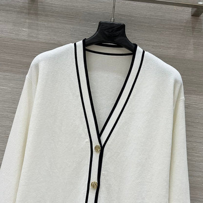 Gucci 25 V-neck Long Knitted Cardigan White Wool