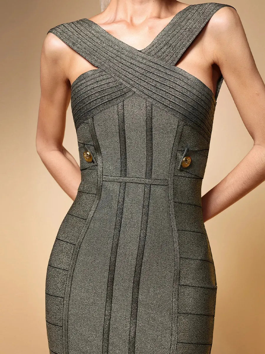 Paloma Midi Dress In Olive-green