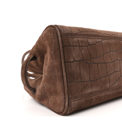 Suede Crocodile Embossed Le Turismo Dark Brown