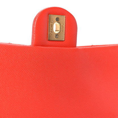 Caviar Quilted CC Melody Single Flap Orange