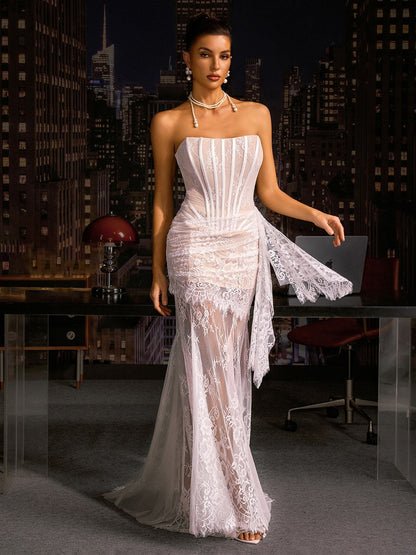 Ariadne Strapless Lace Corset Dress Set
