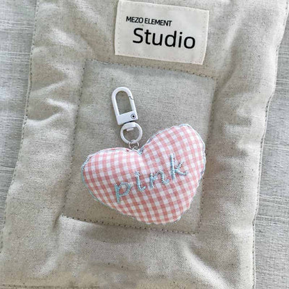 Sweet  Checkered Heart Pendant Bag Charm