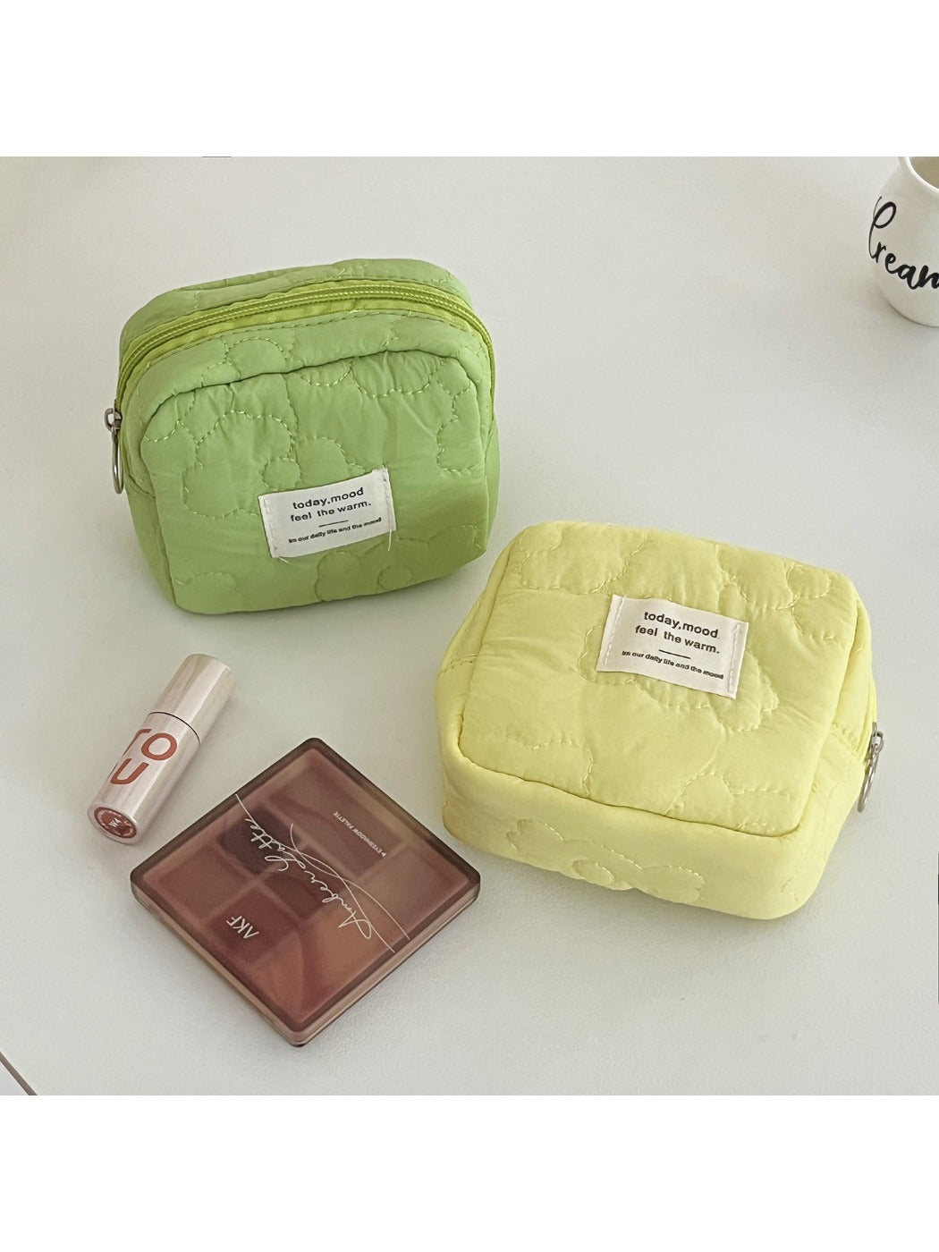 Cosbai - Quilted Floral Candy Color Coin Pouch