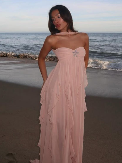 Stella Ruffle Strapless Maxi Dress