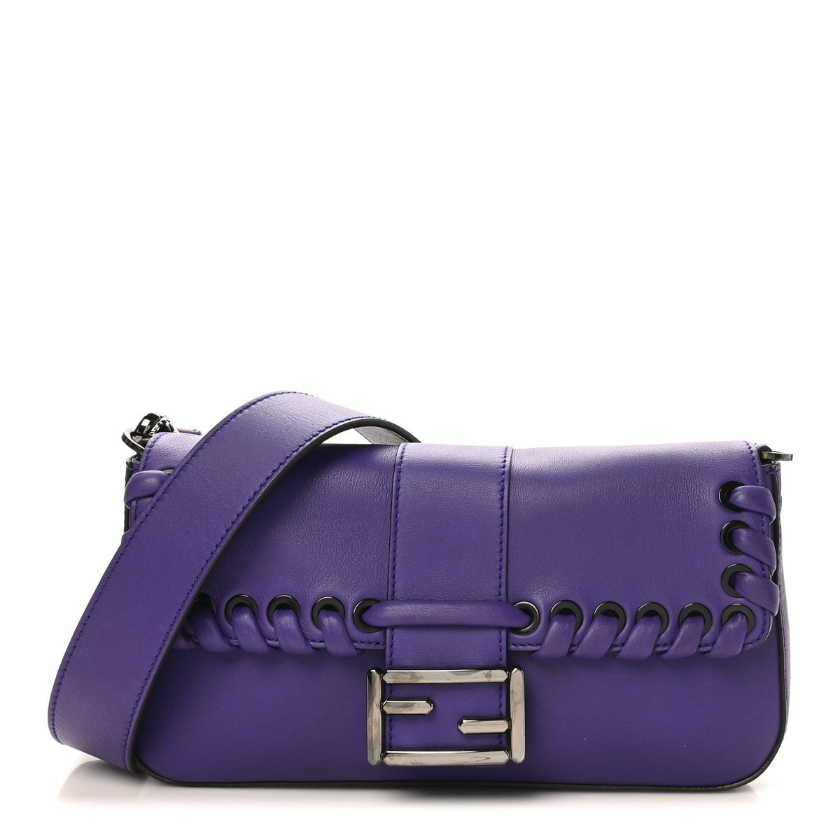 Vitello Dolce Lace Up Baguette Purple Rain