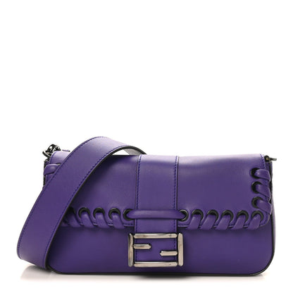 Vitello Dolce Lace Up Baguette Purple Rain