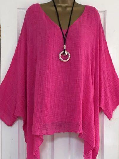 Irregular Sleeves And Hem Blouse Fashion Solid Color O-Neck Casual Jacket