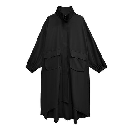 Turtleneck Solid Color Long Coat
