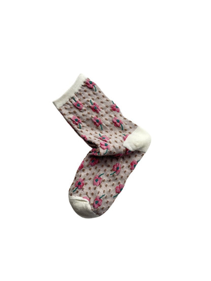 Rufia - Floral Embossed Bohemian Mid-Crew Socks