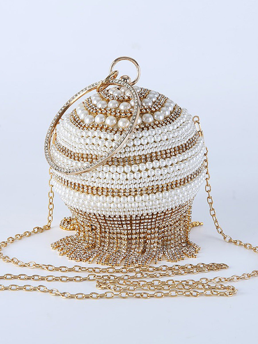Giselle Small Pearl Tassel Ball Bag