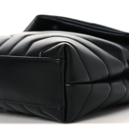Calfskin Y Quilted Monogram Monochrome Toy Loulou Crossbody Bag Black